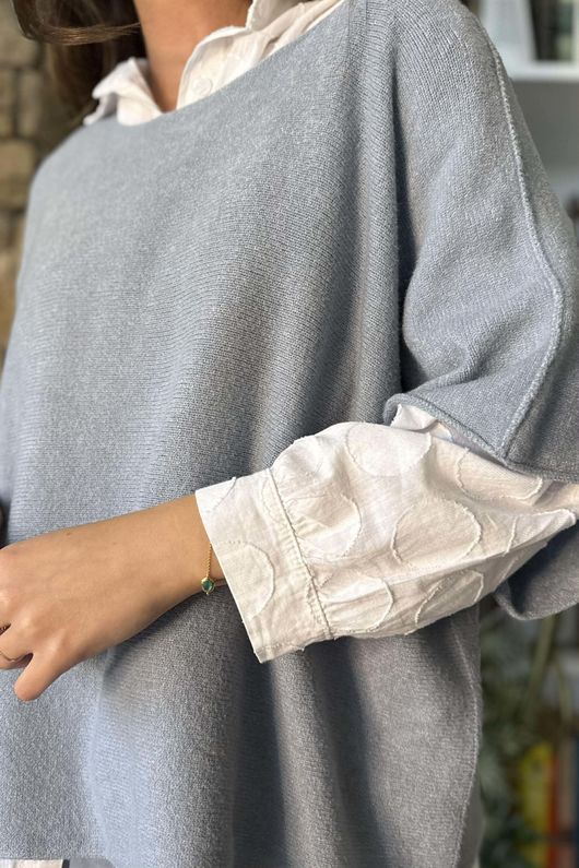 Conrad Layer Knit Steel Blue